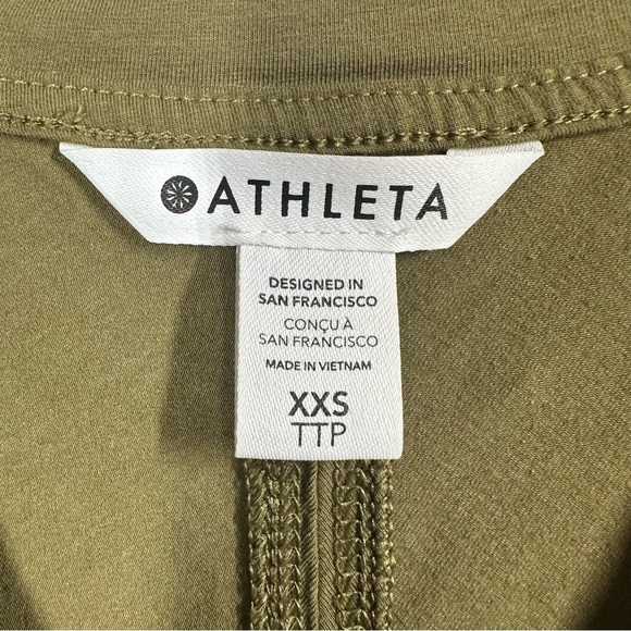 Athleta Outbound‎ Twist Tee Shirt Women's XXS Olive Green Jersey Knit V-Neck - Picture 3 of 7